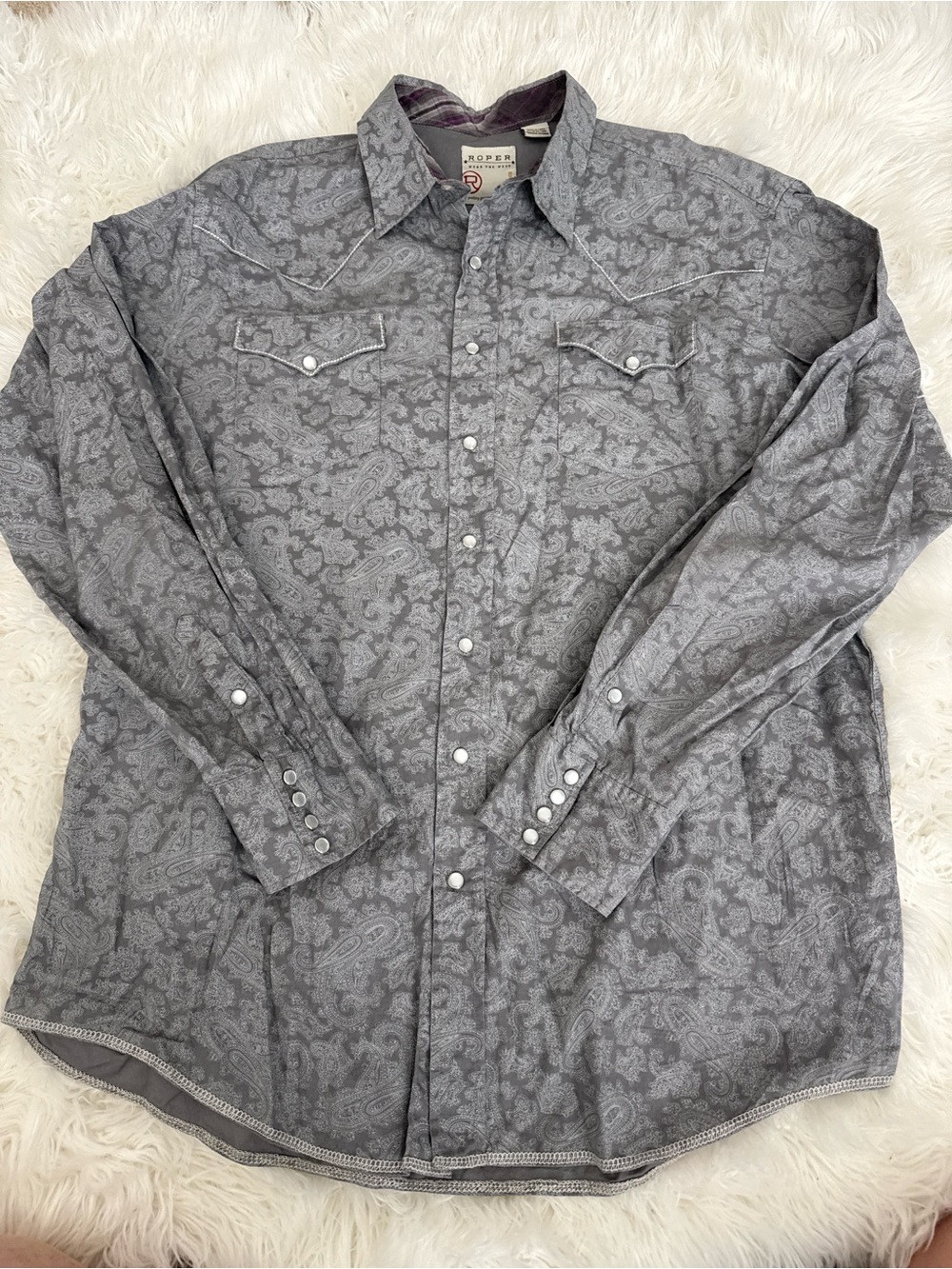 Roper Men's Gray Paisley Snap Western Shirt